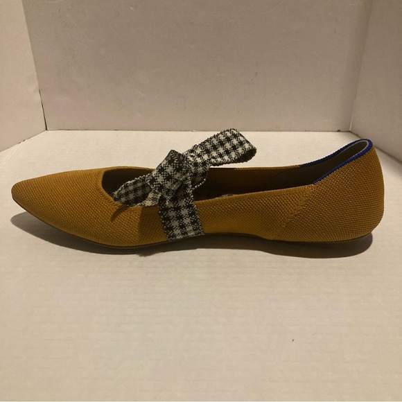 Rothy's Womens The Mary Jane Golden Stretch Knit/Gingham Ballet Flats SZ 10.5 - Picture 5 of 9